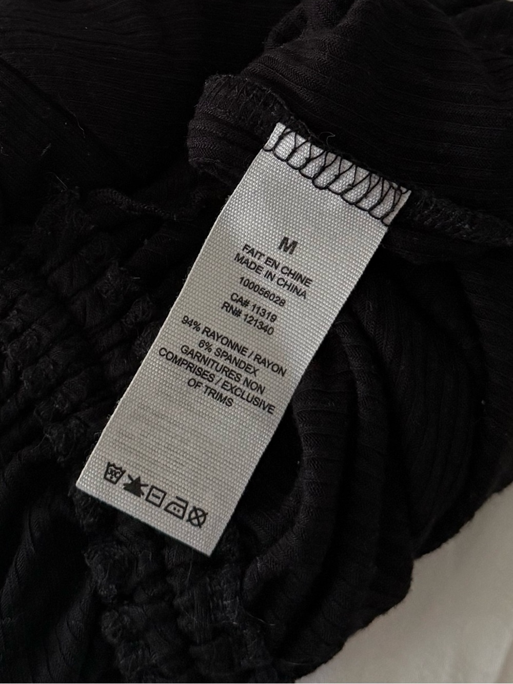Garage Black Ribbed Ruched Drawstring Front Crop Top Size M - Picture 2 of 3